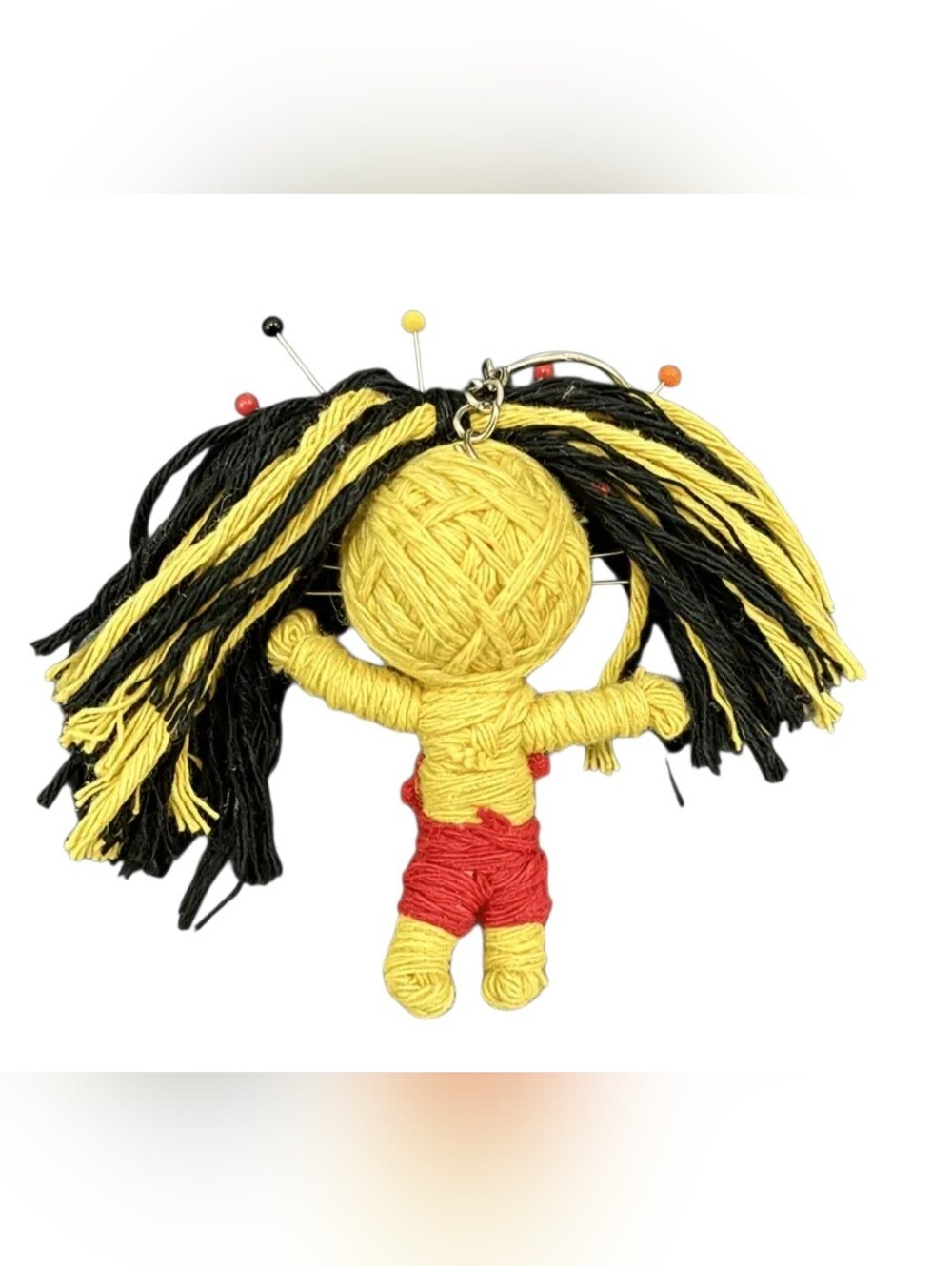 Handcrafted Yellow, Black Or Purple Voodoo Doll Toy with Pins - Picture 3 of 5